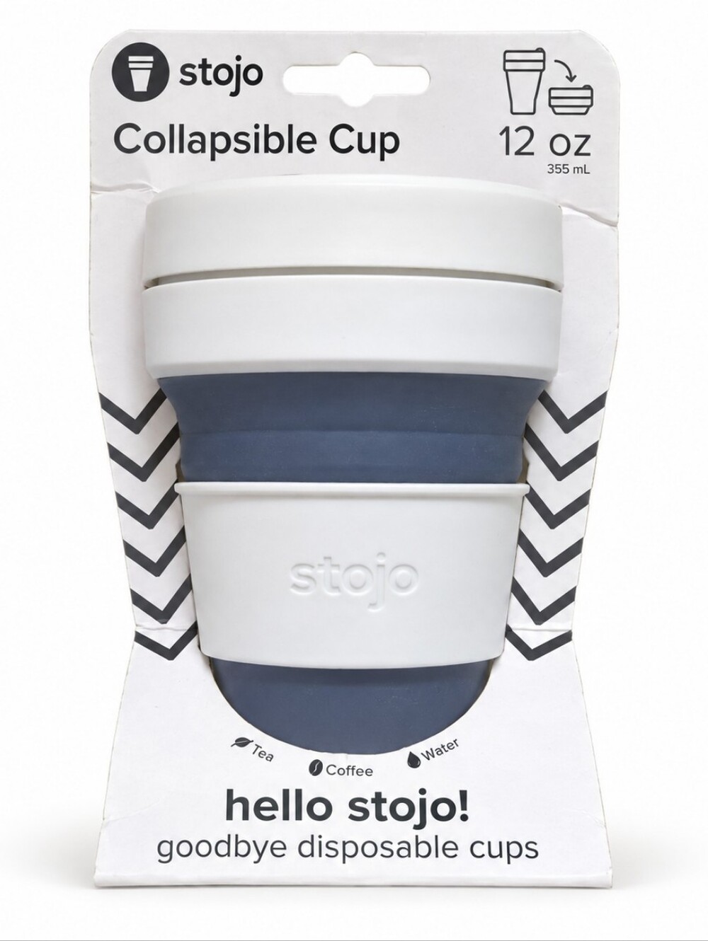 Stojo 12 oz Collapsible Reusable Cup Navy & White